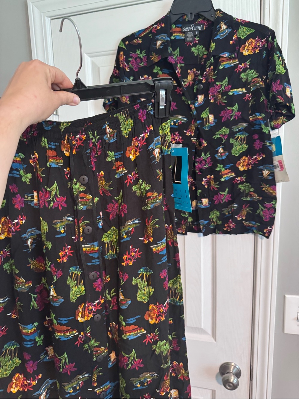 Vintage tropical shirt and skirt set
